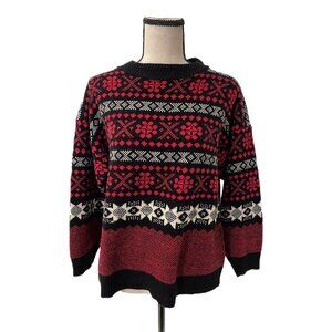 American Pride Crewneck Sweater | Red & Black Fair Isle Vintage